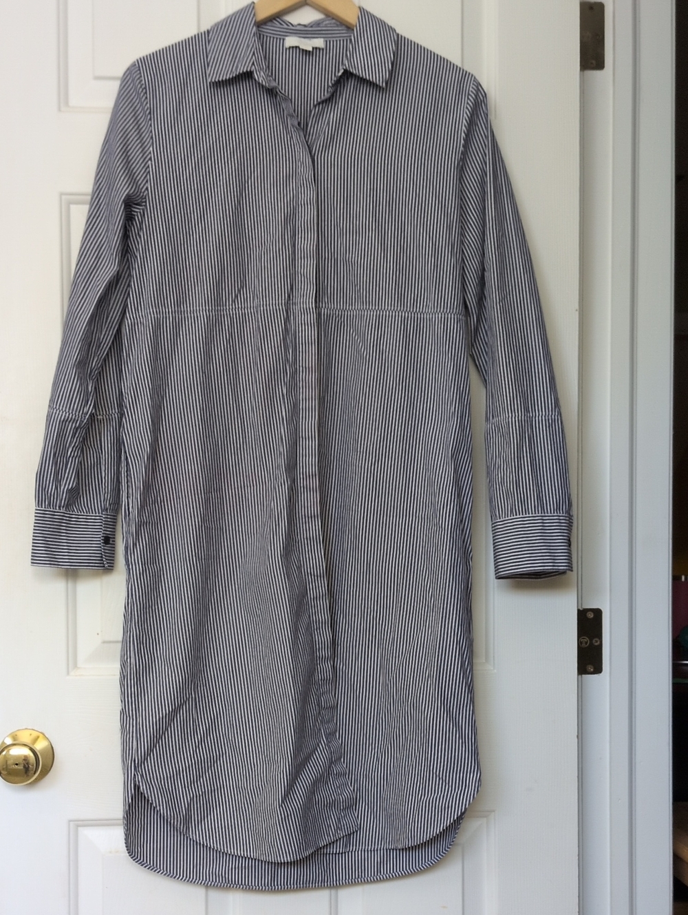 COS Striped Collared Shirt Dress Blue White Size 38 US Medium Button Down Cotton - Picture 2 of 11